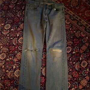 Levi's Blue Distressed Straight Jeans